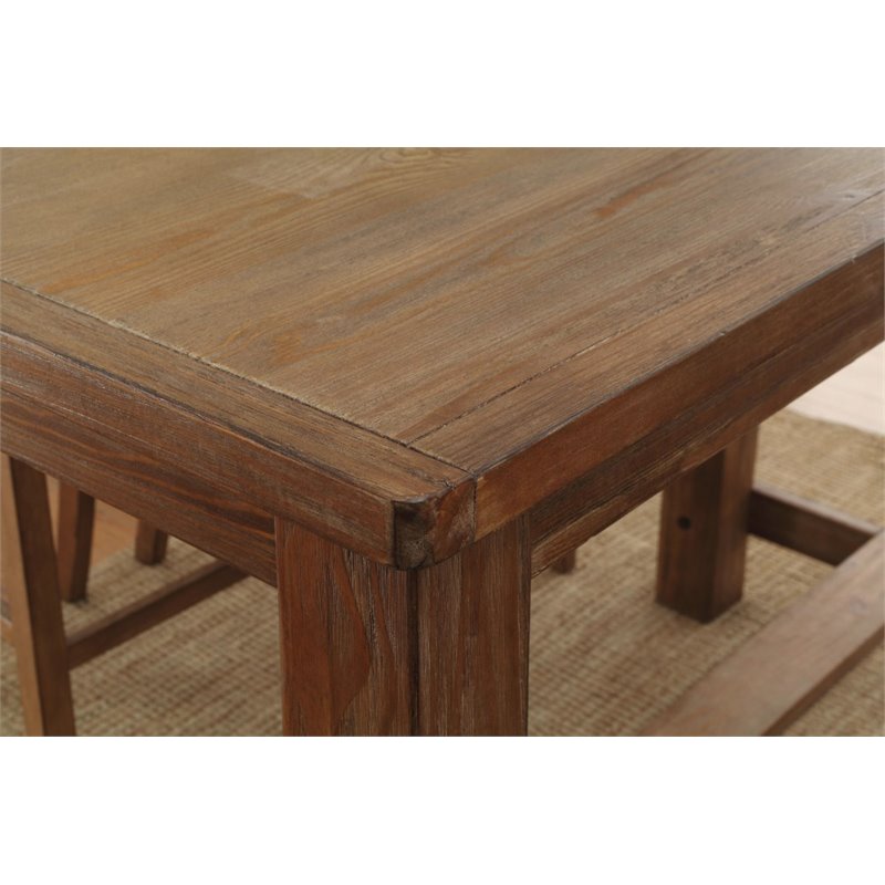 Furniture of America Sinuata Rustic Wood 5-Piece Bar Table Set in Natural Tone