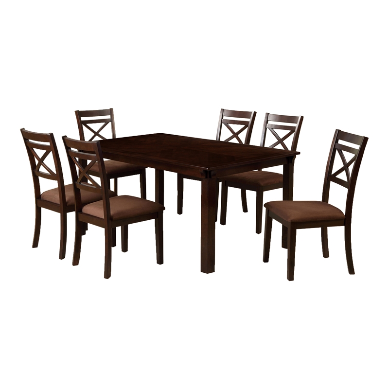 Furniture of America Dien Wood 7-Piece Dining Table Set in Espresso
