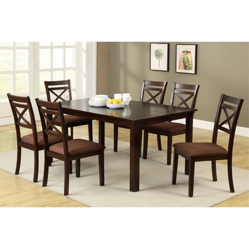 Furniture of America Dien Wood 7-Piece Dining Table Set in Espresso