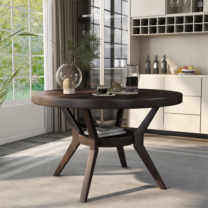 Furniture of America Urbani Contemporary Wood 1-Shelf Dining Table in Espresso
