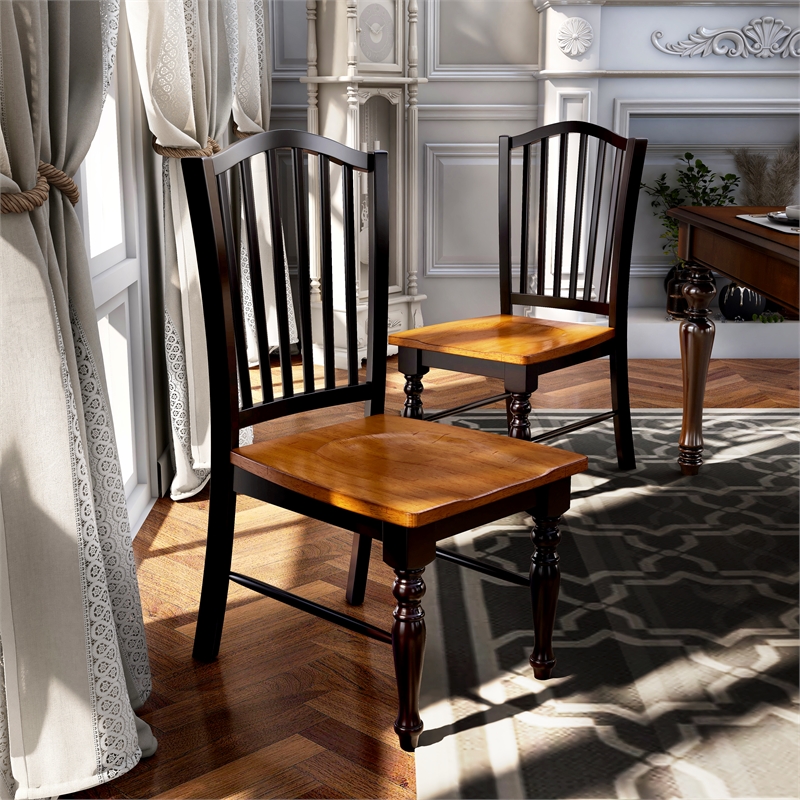Furniture of America Sallie Transitional Wood Dining Chair in Black (Set of 2)