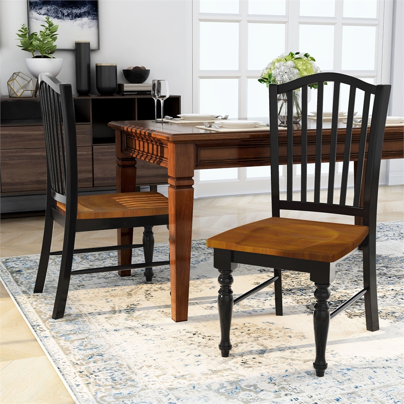 Furniture of America Sallie Transitional Wood Dining Chair in Black (Set of 2)