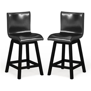 Furniture of America Omura Faux Leather Counter Stool in Black (Set of 2)