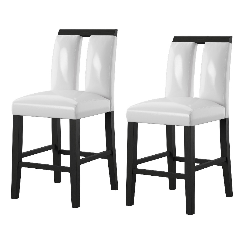 Furniture of America Jalen Faux Leather Counter Height Chair in Black (Set of 2)