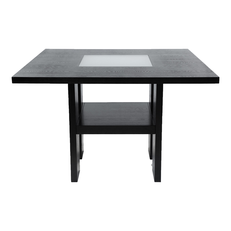 Furniture of America Jalen Wood 7-Piece Counter Dining Set with LED in Black