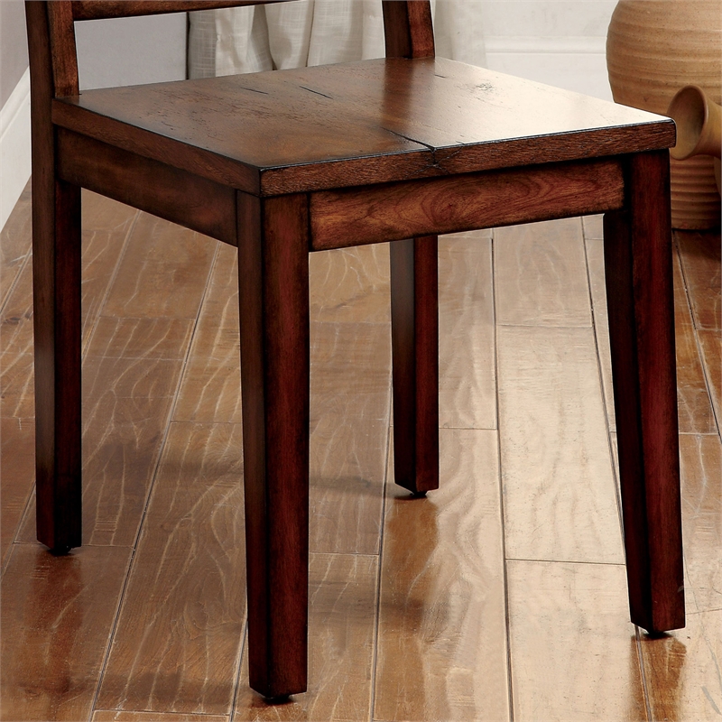 Furniture of America Hagrid Wood Dining Chair in Tobacco Oak (Set of 2)