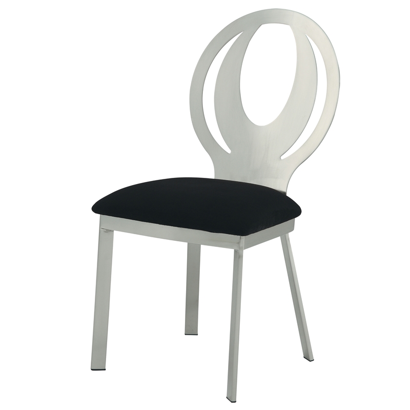 Furniture of America Myer Stainless Steel Dining Chair in Silver (Set of 2)