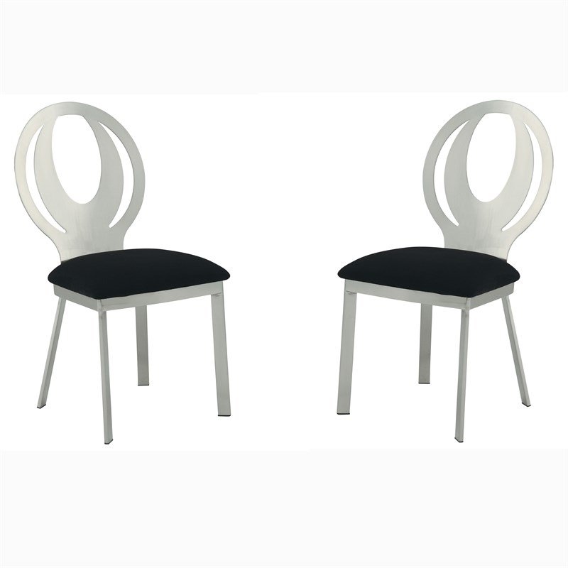Furniture of America Myer Stainless Steel Dining Chair in Silver (Set of 2)