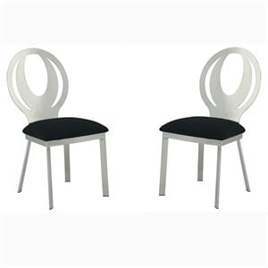 Furniture of America Myer Stainless Steel Dining Chair in Silver (Set of 2)