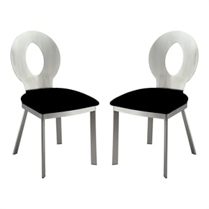 Furniture of America Lopez Stainless Steel Dining Chair in Silver (Set of 2)