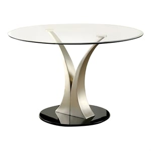 Furniture of America Lopez Contemporary Metal Oval Dining Table in Silver