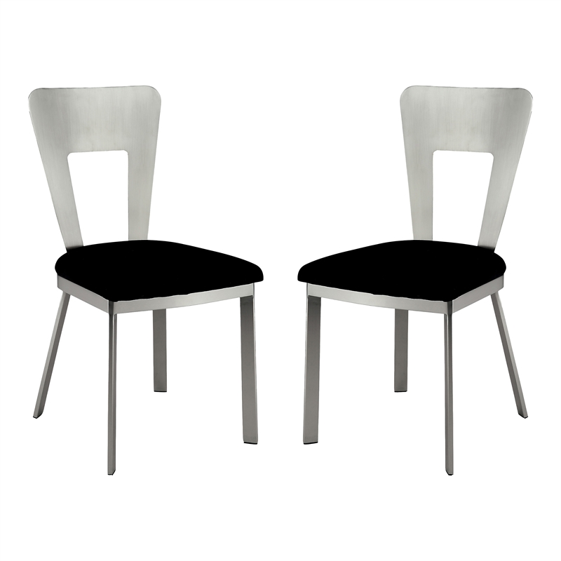 Furniture of America Genaveve Stainless Steel Dining Chair in Silver (Set of 2)