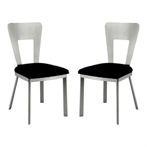 Furniture of America Genaveve Stainless Steel Dining Chair in Silver (Set of 2)