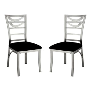 Furniture of America Halliway Stainless Steel Dining Chair in Silver (Set of 2)