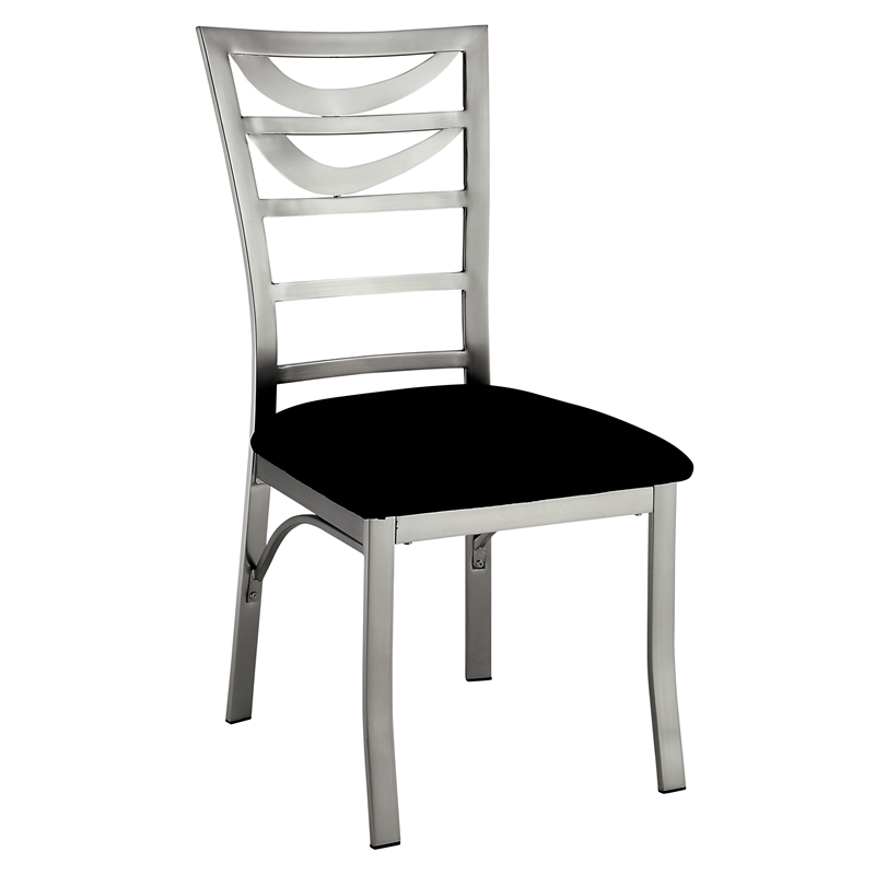 Furniture of America Halliway Stainless Steel Dining Chair in Silver (Set of 2)