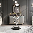 Furniture of America Halliway Glass Round Dining Table in Silver