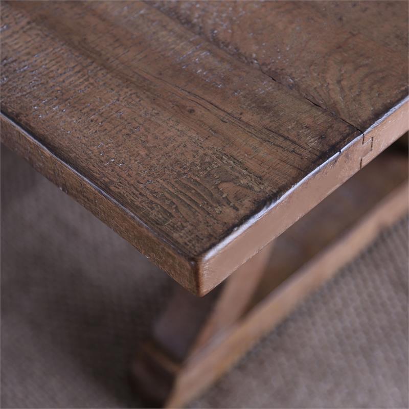 Furniture of America Liston Wood Trestle Dining Table in Rustic Brown Pine