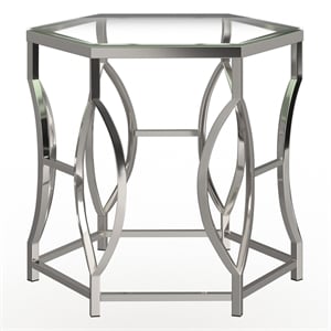 Furniture of America Annette Contemporary Metal End Table in Chrome