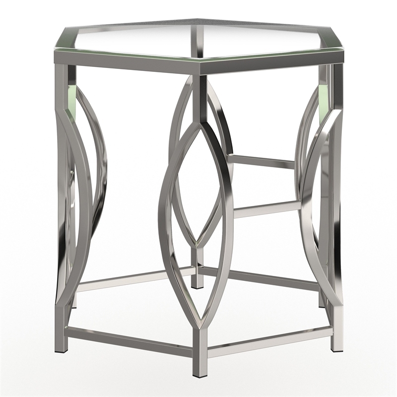 Furniture of America Annette Contemporary Metal End Table in Chrome