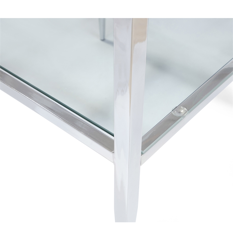 Furniture of America Venzini Square Metal End Table in Chrome