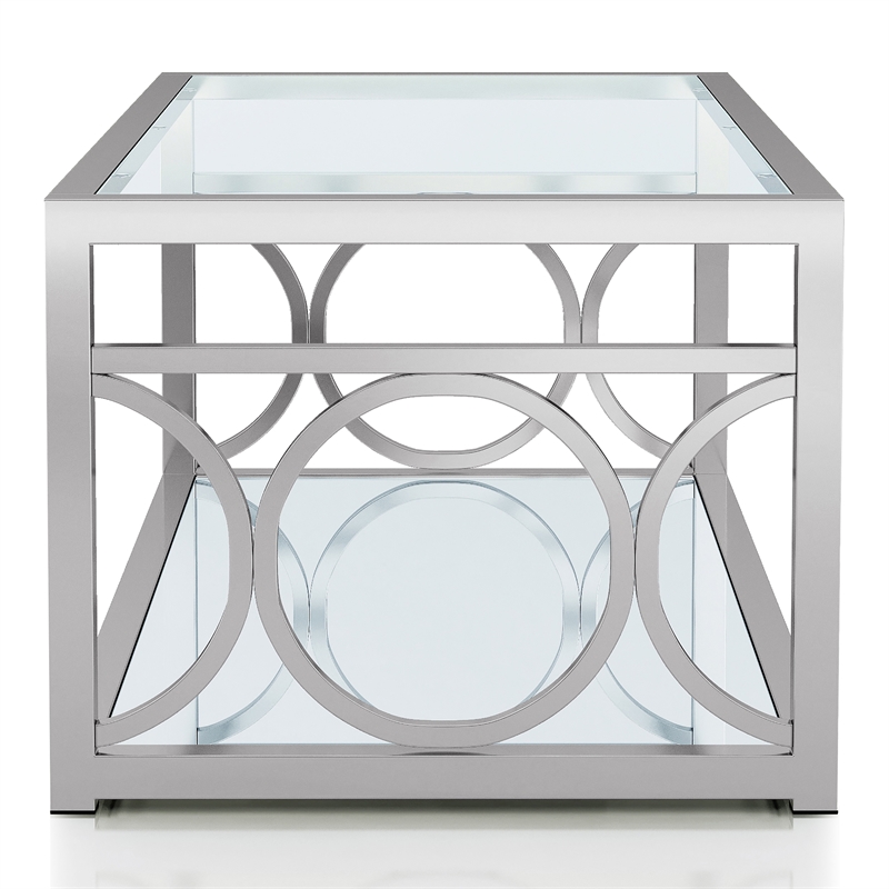 Furniture of America Beller Contemporary Metal 1-Shelf Coffee Table in Chrome
