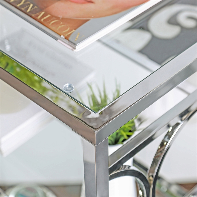 Furniture of America Beller Contemporary Metal 1-Shelf Coffee Table in Chrome