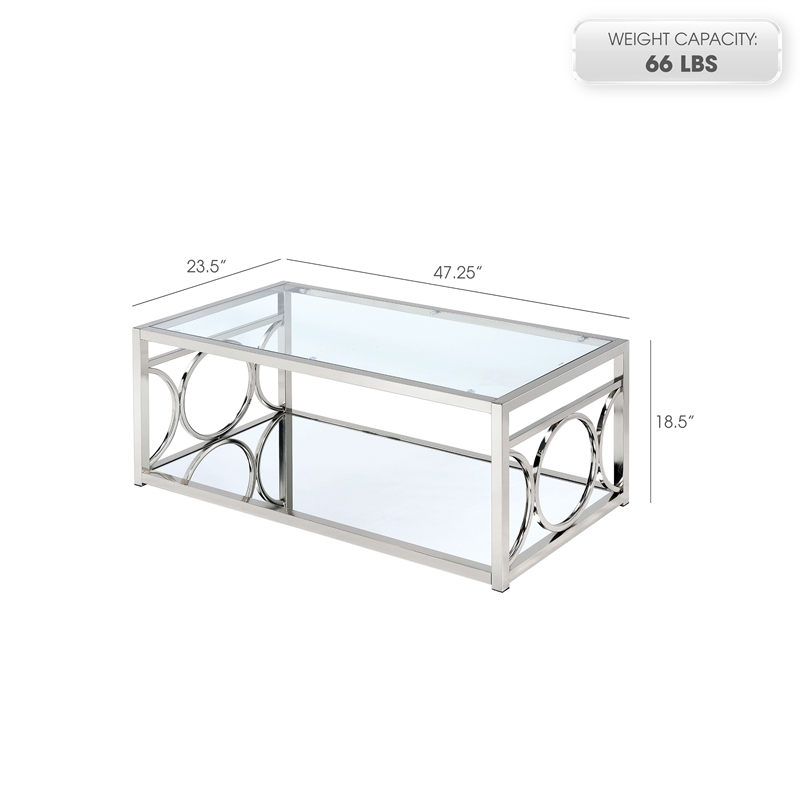 Furniture of America Beller Contemporary Metal 1-Shelf Coffee Table in Chrome
