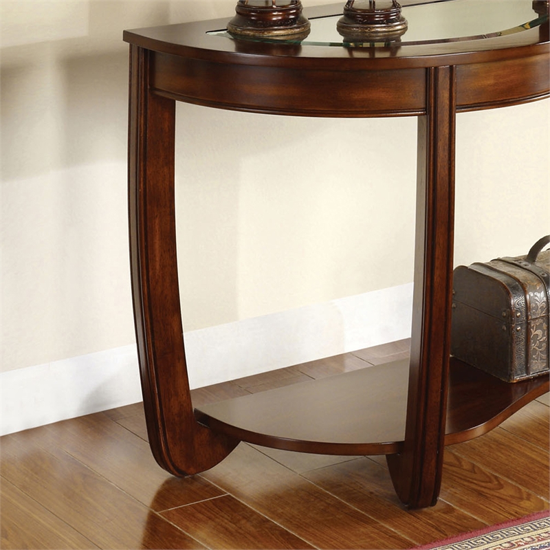 Furniture of America Tunton Solid Wood 1-Shelf Console Table in Dark Cherry