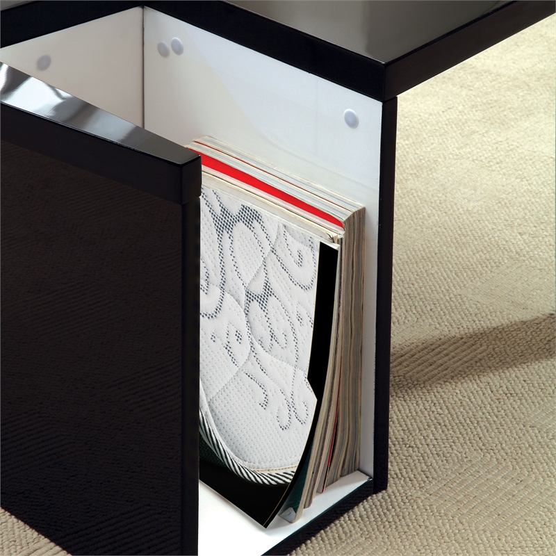 Furniture of America Lucio Contemporary Wood Coffee Table with Storage in Black