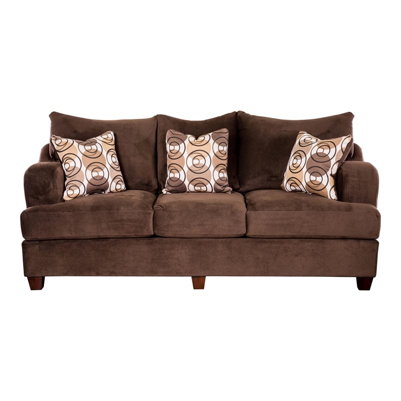 Furniture of America Tremble Transitional Fabric Upholstered Sofa in Chocolate