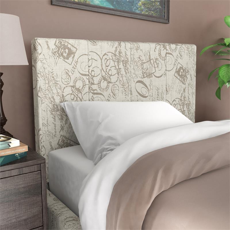 Furniture of America Ramone Contemporary Fabric Twin Headboard in Beige