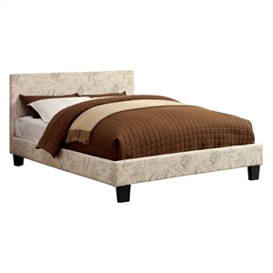 Furniture of America Ramone Fabric Queen Platform Bed in Beige