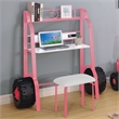 Furniture of America Ramirez Traditional Metal Desk with Stool in Pink