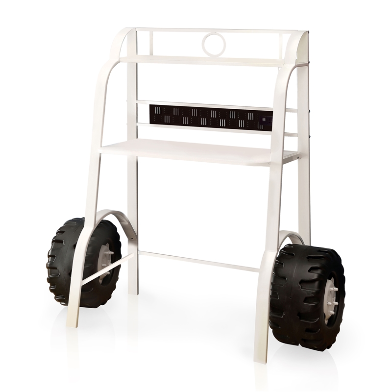 Furniture of America Ramirez Traditional Metal Desk with Stool in White