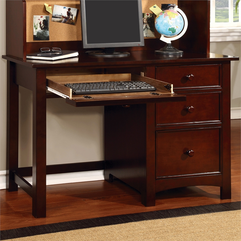 Furniture of America Dimanche Transitional Solid Wood Desk in Cherry
