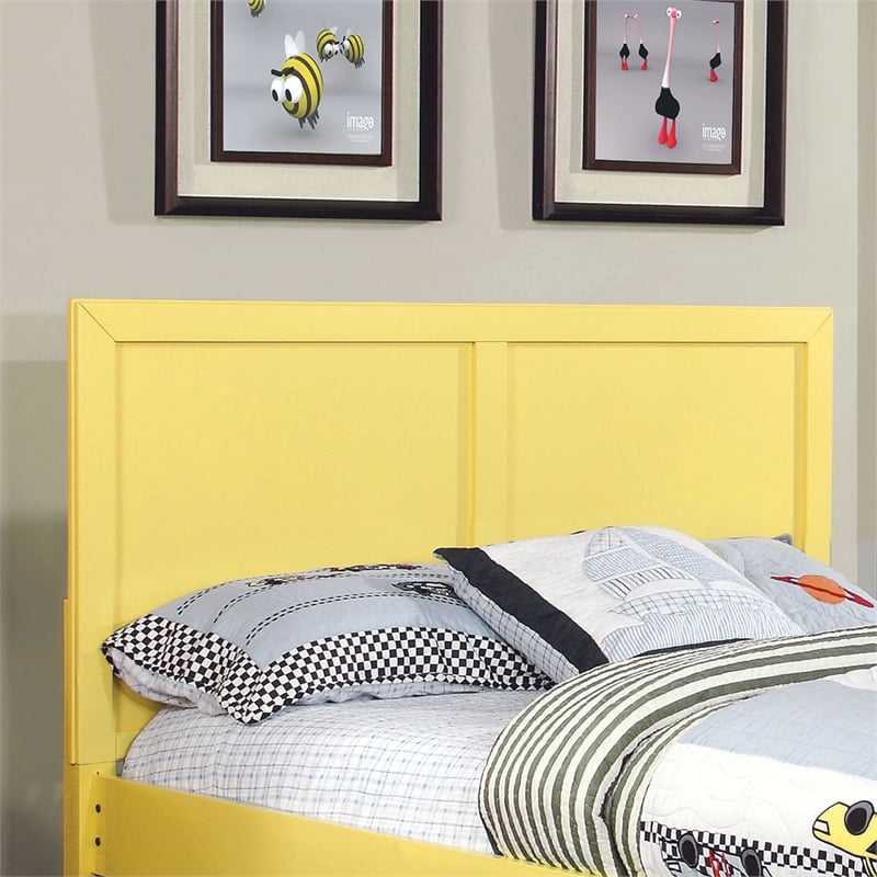 Furniture of America Lupin Wood Full-Queen Headboard in Lemon Yellow