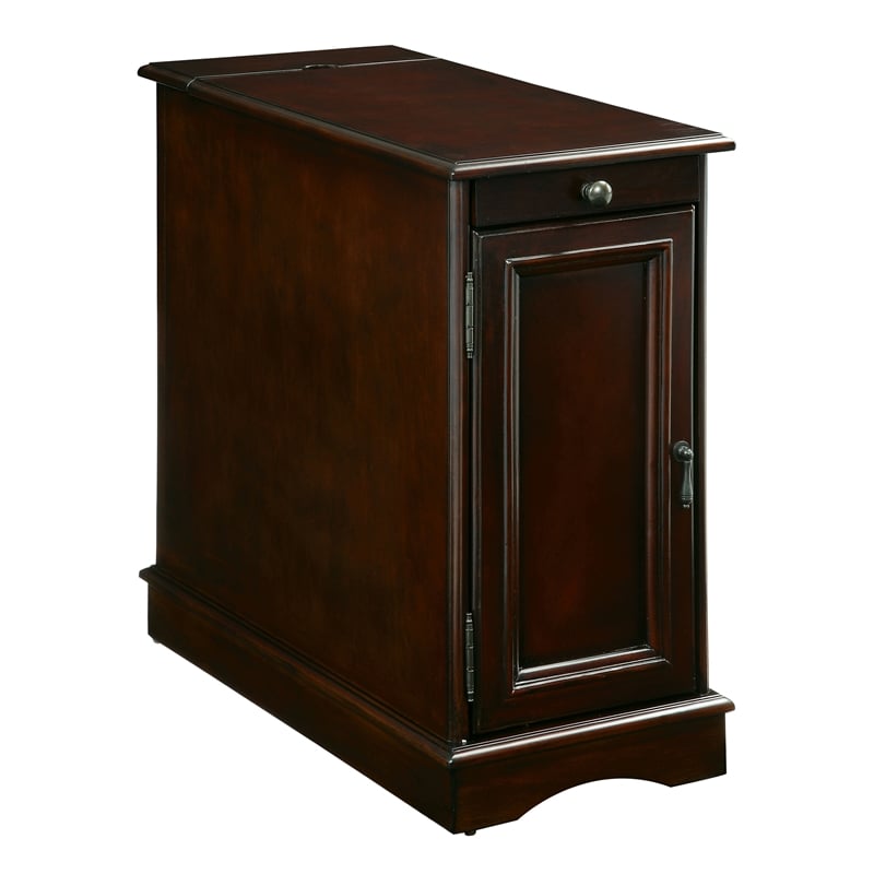 Furniture of America Daren I Transitional Wood Storage End Table in Cherry