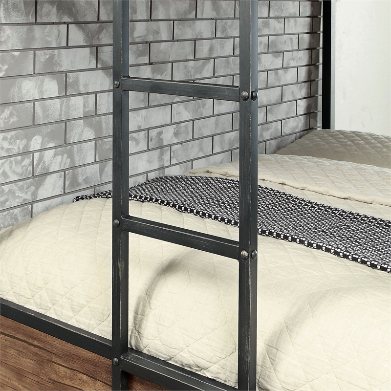 Furniture of America Baron Metal Full over Full Bunk Bed in Black