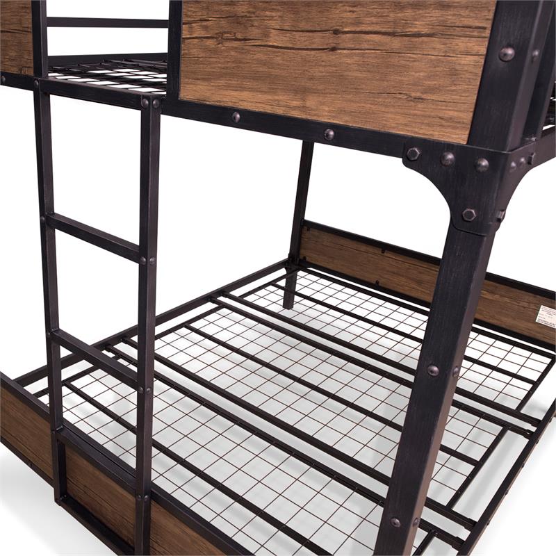 Furniture of America Baron Metal Full over Full Bunk Bed in Black