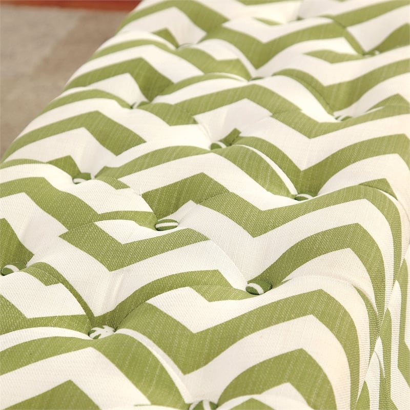 Furniture of America Laina Contemporary Fabric Storage Bench in Green