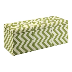 Furniture of America Laina Contemporary Fabric Storage Bench in Green