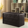 Furniture of America Drester Faux Leather Bench and Ottoman Set in Dark Brown