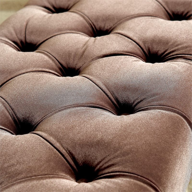 Furniture of America Dianne Contemporary Fabric Tufted Bench in Brown