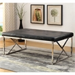 Furniture of America Motto Contemporary Faux Leather Tufted Bench in Black