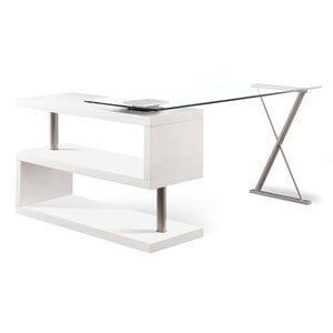 Furniture of America Fiora Modern Metal Swivel Writing Desk in White