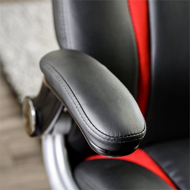 Furniture of America Trevor Faux Leather Adjustable Office Chair in Black