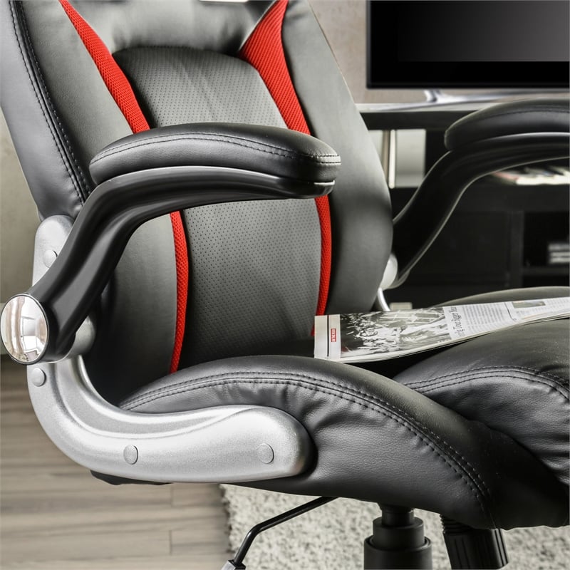 Furniture of America Trevor Faux Leather Adjustable Office Chair in Black