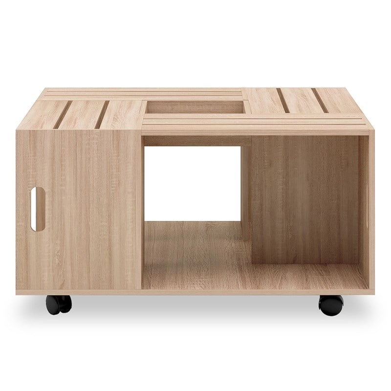 Furniture of America Conteery Wood Coffee Table with Casters in Weathered White