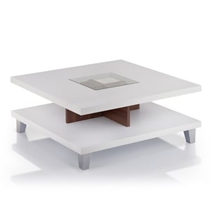 Furniture of America Calloway Wood Square Coffee Table with Storage in Walnut