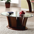 Furniture of America Lantler Oval Glass Top & Wood Coffee Table in Dark Cherry